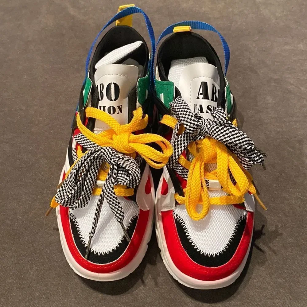 Men’s Fashion Sneakers Shoes Retro Color Blocked Size 5 NEW